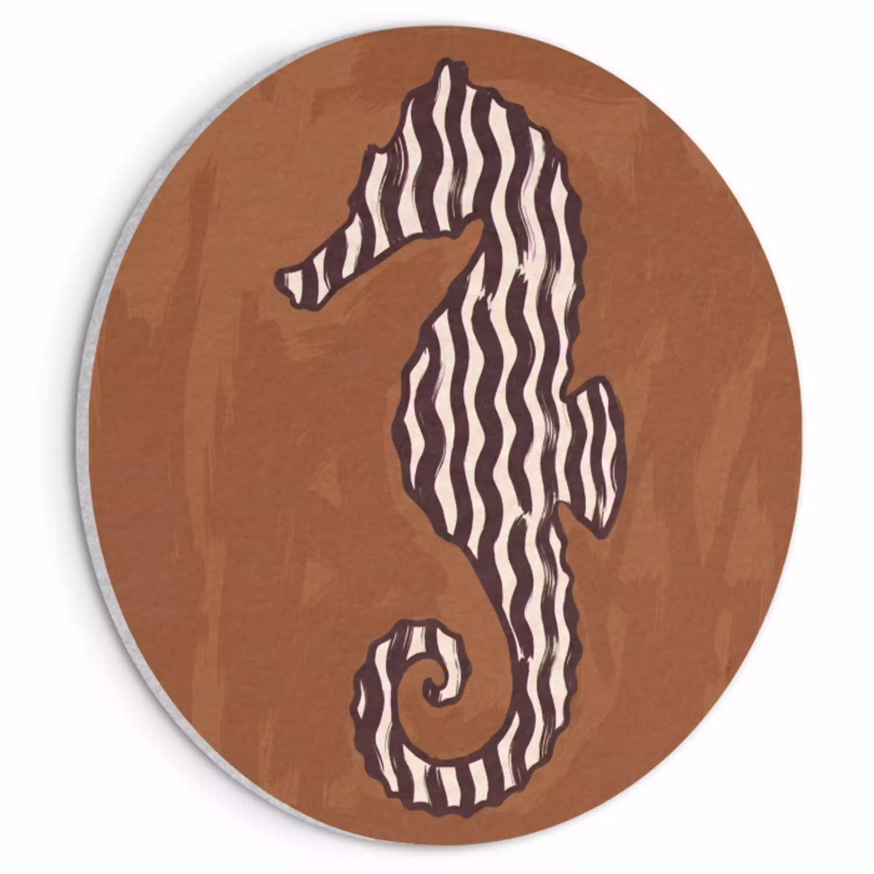 Dieren - Zeepaardje - Abstract - Bruin - Strepen Akoestische PET Vilt - Rond klein -3d