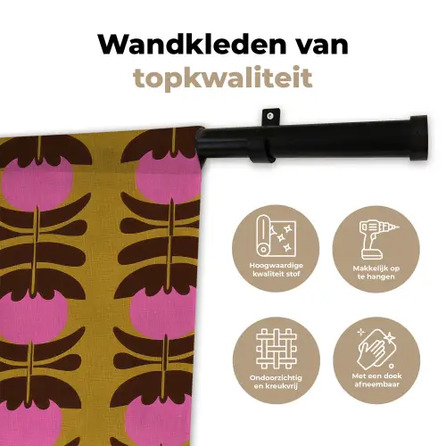 Abstract - Bloemen - Roze Wandkleed katoen klein 269 -sfeer2
