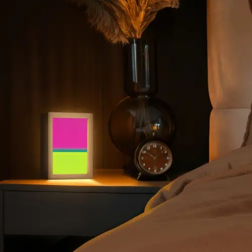 Strepen - Modern - Kleurrijk Light Box met kabel (Tafellamp) klein -sfeer1