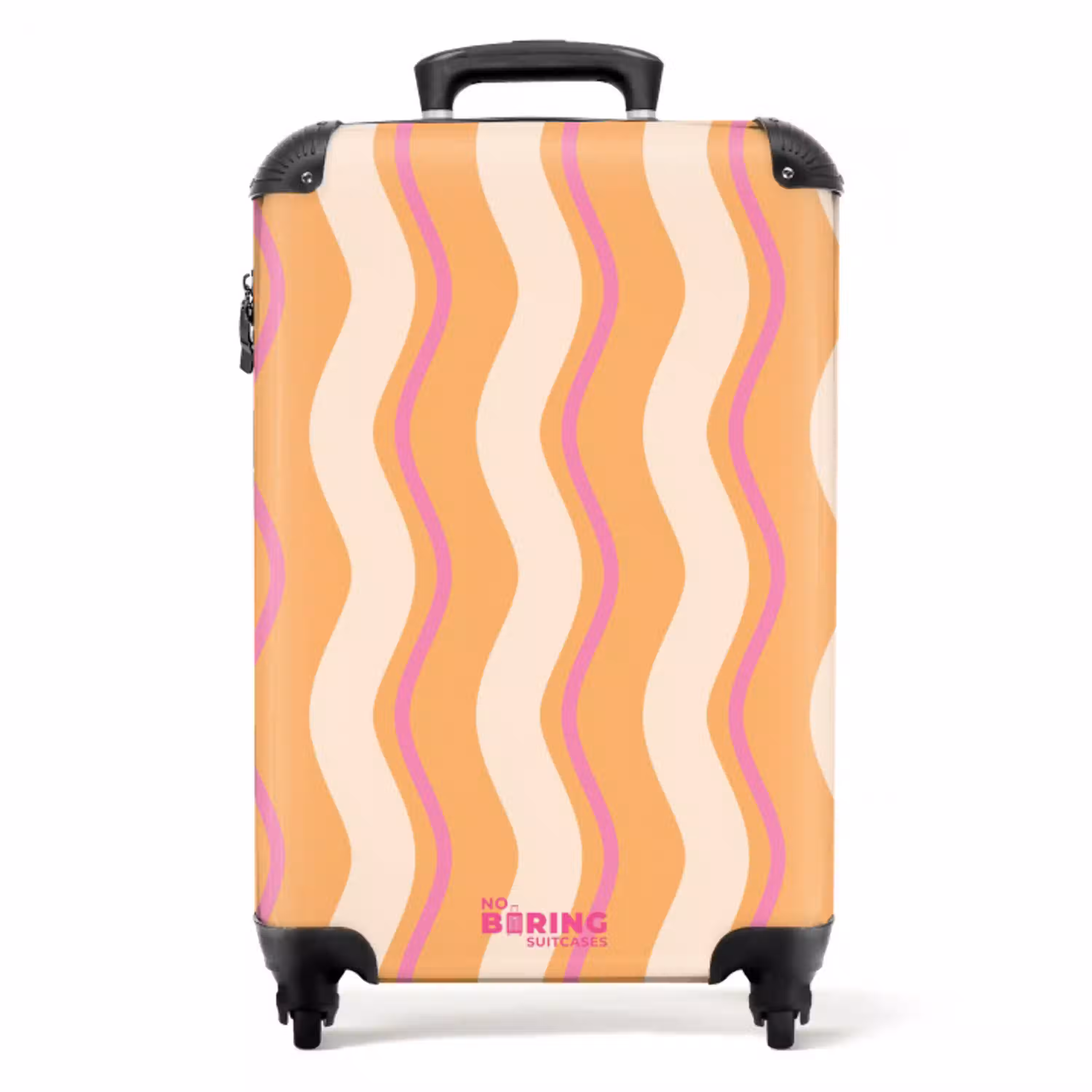 Golvende strepen in oranje en roze NBS - Handbagage koffer - Unisex middel -productfoto_recht