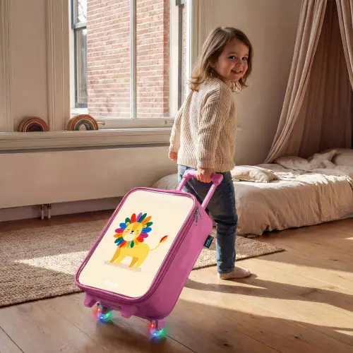 Leeuw - Manen - Kleurrijk Kinderkoffer - Roze klein -sfeer1