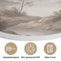 Bomen - Meer - Bergen - Illustratie Akoestische PET Vilt - Rond klein -closeup_NL