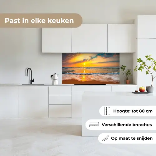 Zonsondergang - Strand - Zee - Wolken - Oranje keuken achterwand 2 middel -sfeer4_NL