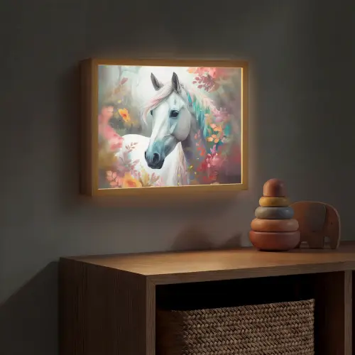 Paard - Natuur - Bloemen - Dieren - Bos Light Box met batterij (Wandlamp kind) middel -sfeer5_kind