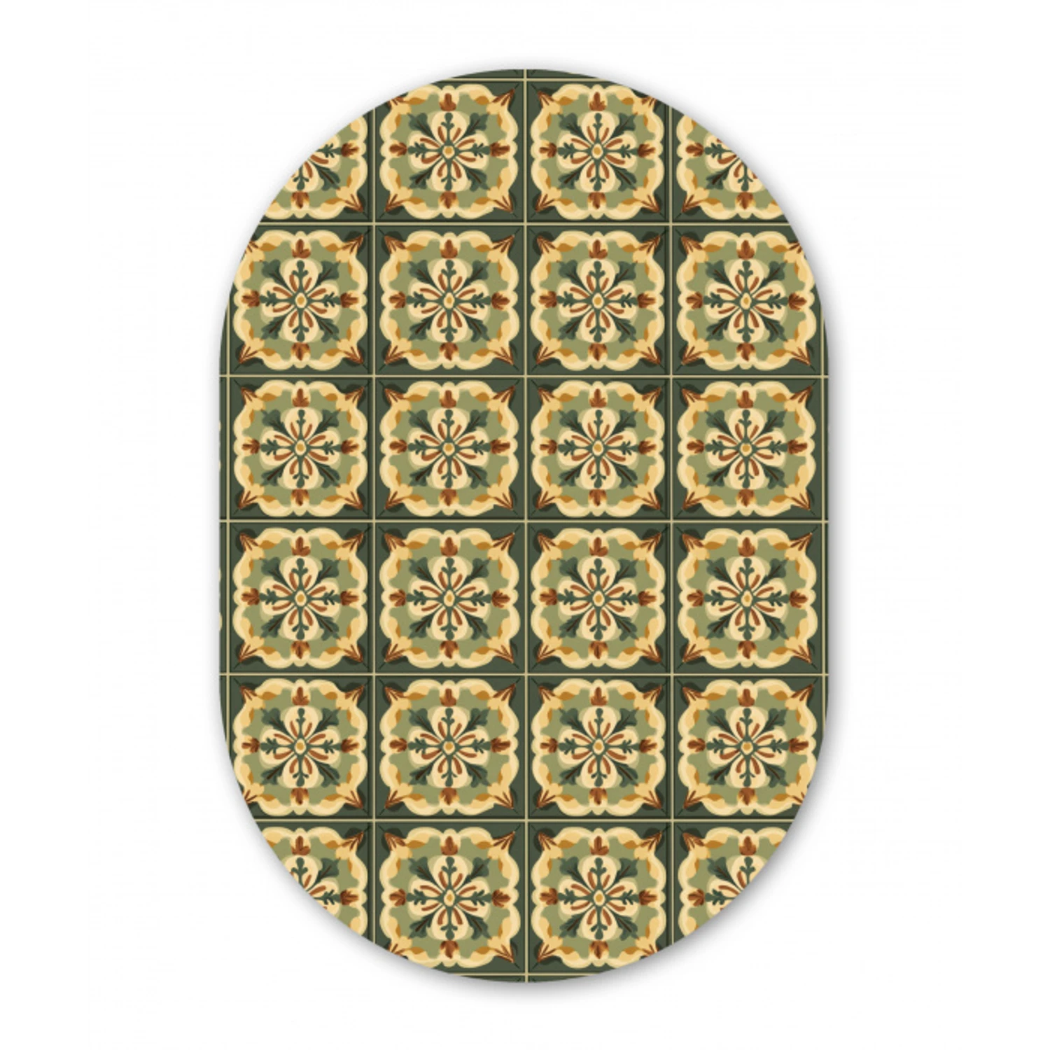 Ornament - Patroon - Groen Wandcirkel Ovaal Aluminium middel 839 -3d
