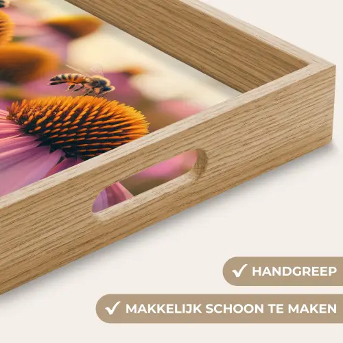 Bloemen - Paars - Bijen Dienblad Rechthoek middel -USP_HandgreepNL