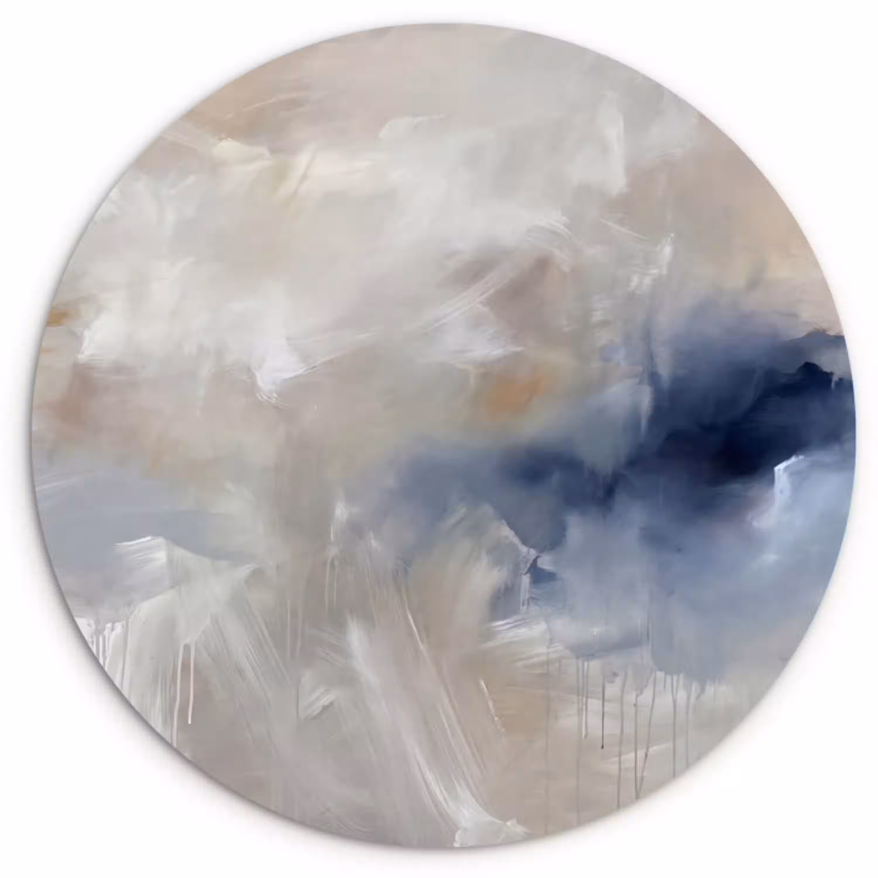 Abstract - Wolken - Sfeer - Modern - Beige Wandcirkel kunststof plaat 5mm dik klein -3d