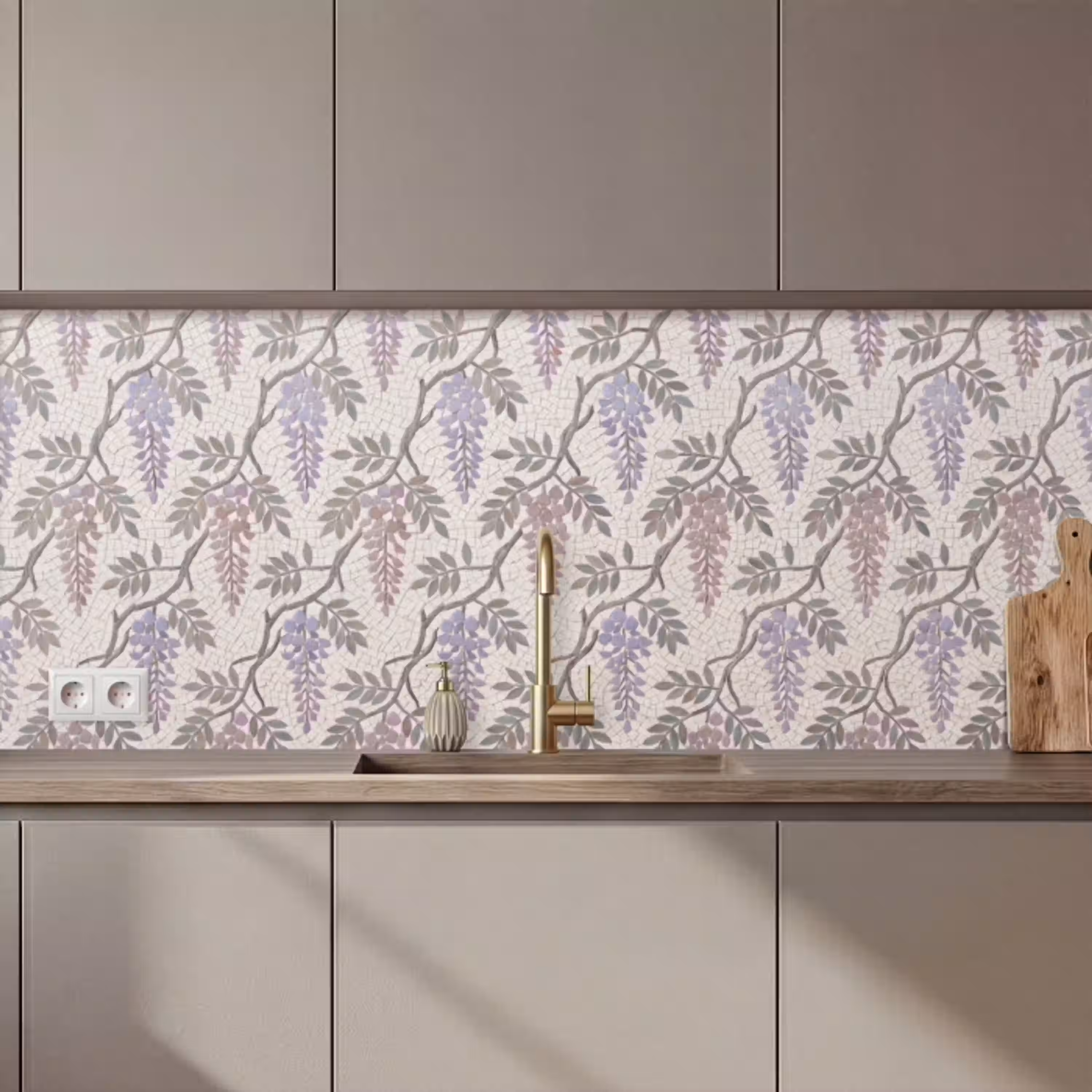 Bloemen - Mozaïek - Natuur - Patroon - Paars keuken achterwand 2 middel zz_3dshopping