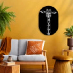 Giraffe - Portret - Dieren - Zwart - Wit Wandcirkel Ovaal Forex klein -sfeer4