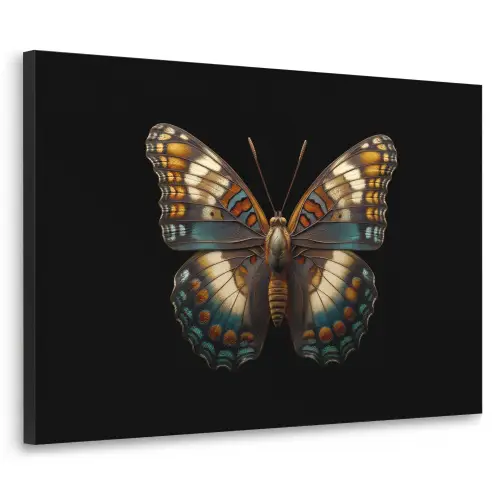 Vlinder - Kleurrijk - mozaïekachtig Textielframe zwart klein -3d