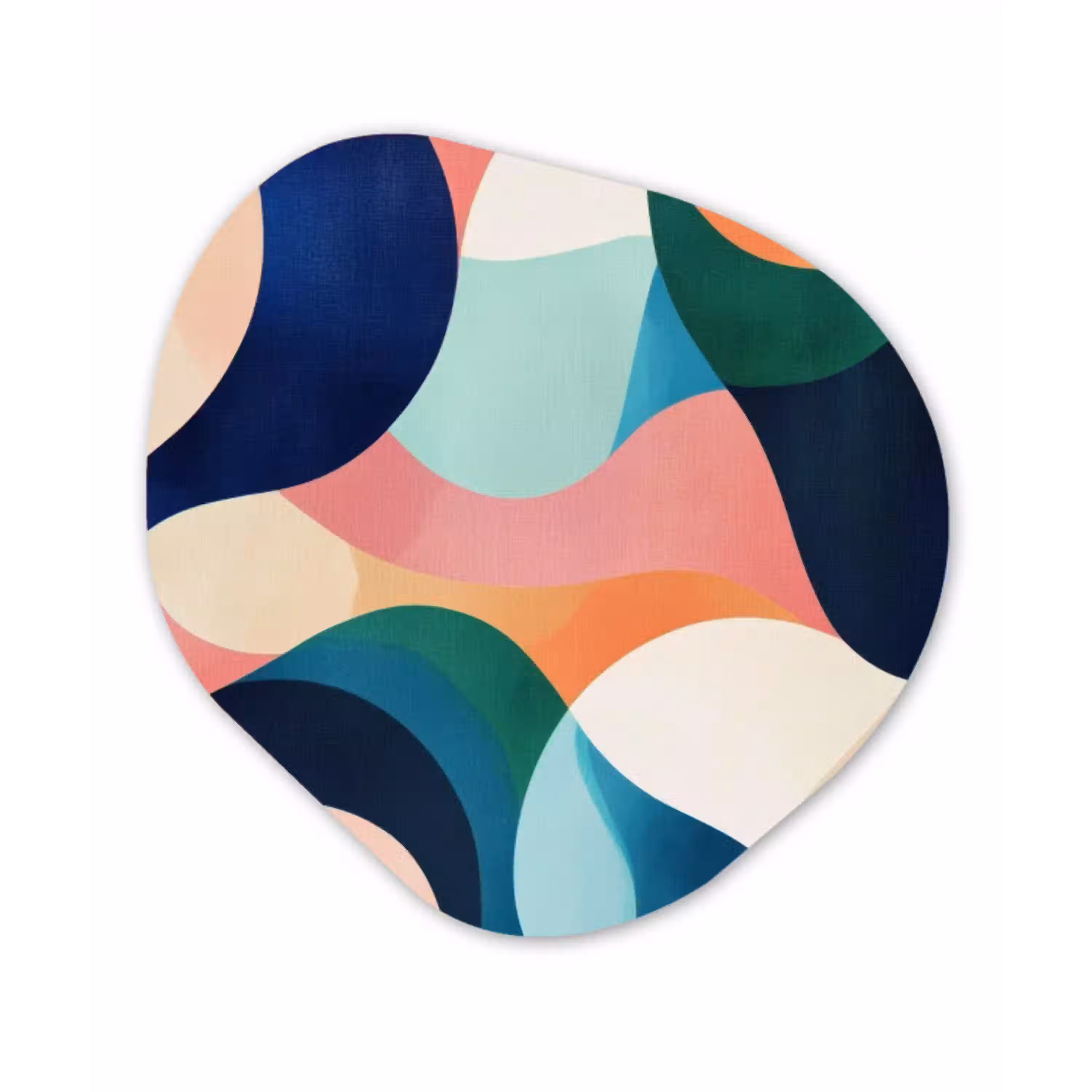Abstract - Blauw - Roze Wandcirkel Organisch Aluminium middel -3d