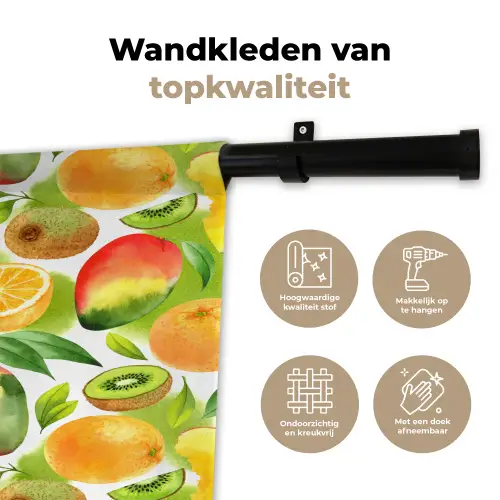 Kiwi - Sinasappel - Mango - Perzik Wandkleed katoen klein 269 -sfeer2