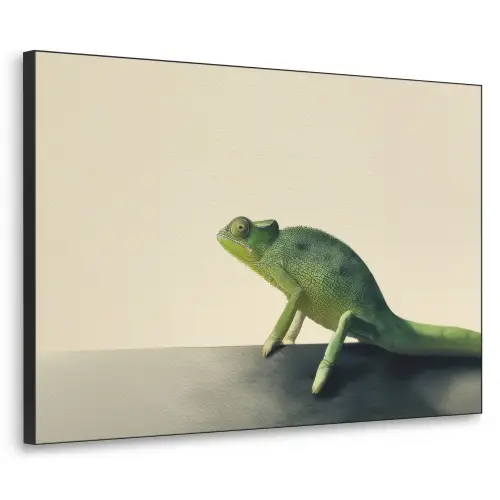 Kameleon - Groen - Minimalistisch Textielframe zwart klein -3d