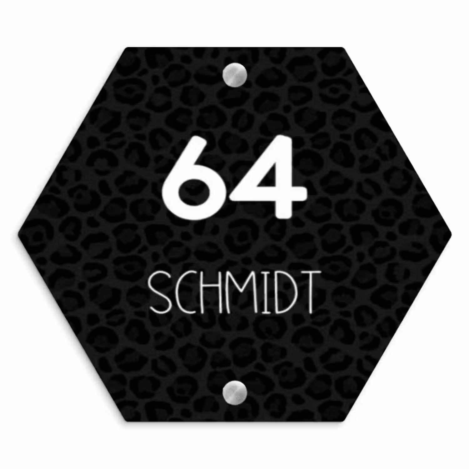 Namensschild Haustür Hexagon - Schwarzer Panther Druck - Modern