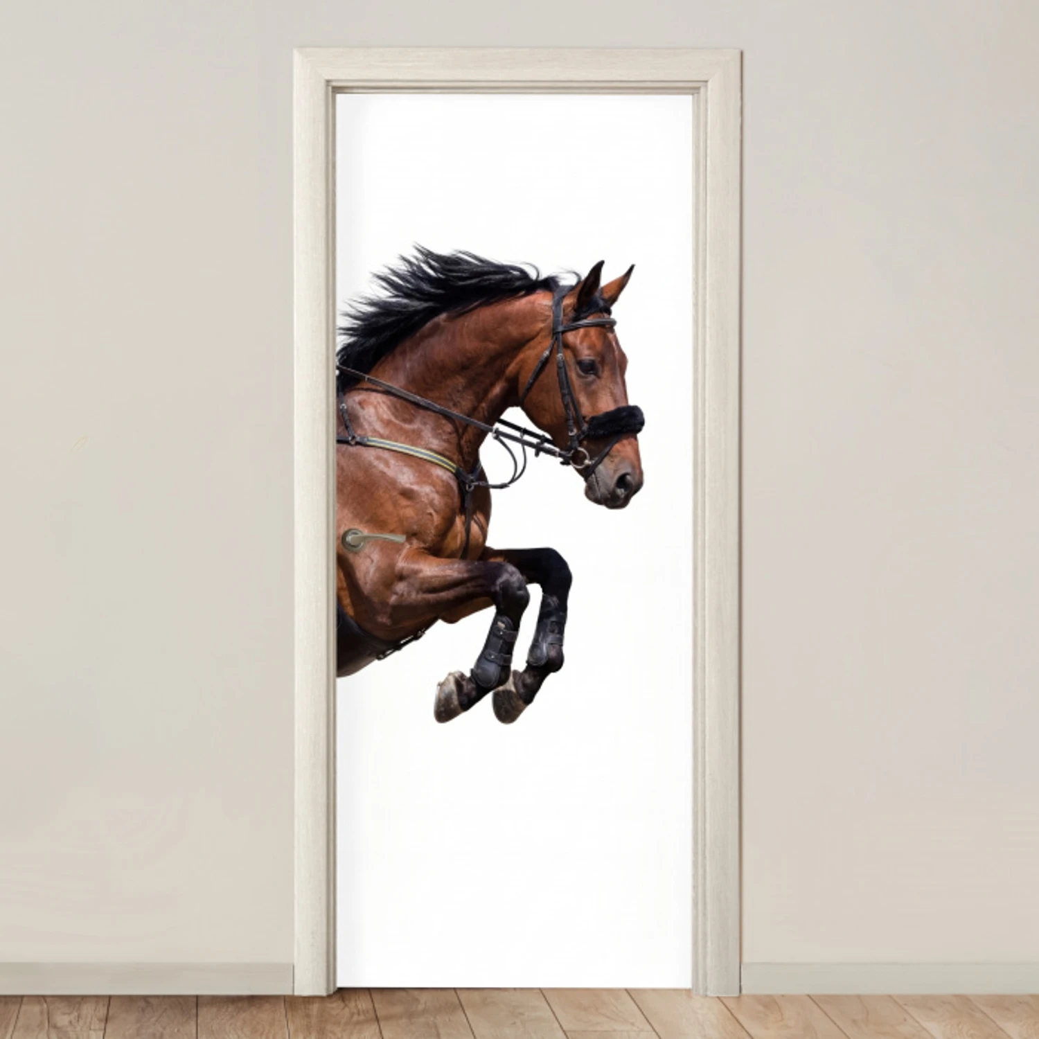 Paard - Springen - Modern deurposter klein -3d_beige