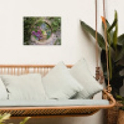 Bloemrijke tuinpoort tuinposter los doek klein -sfeer7
