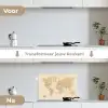 Wereldkaart - Realistisch - Beige keuken achterwand spatscherm klein -voor_na_NL