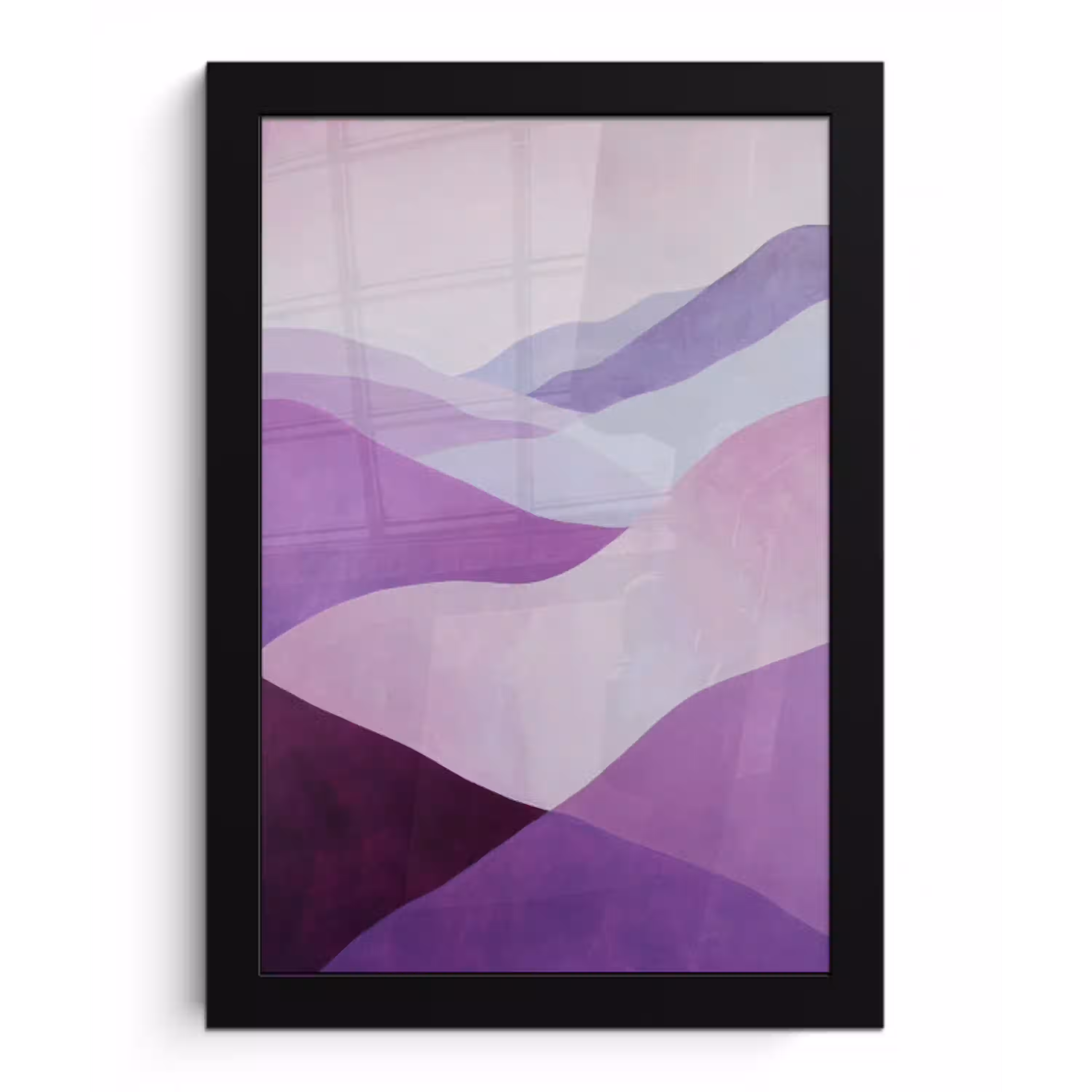 Abstract - Heuvels - Landschap - Paars fotolijst zwart zonder passe partout klein -3d