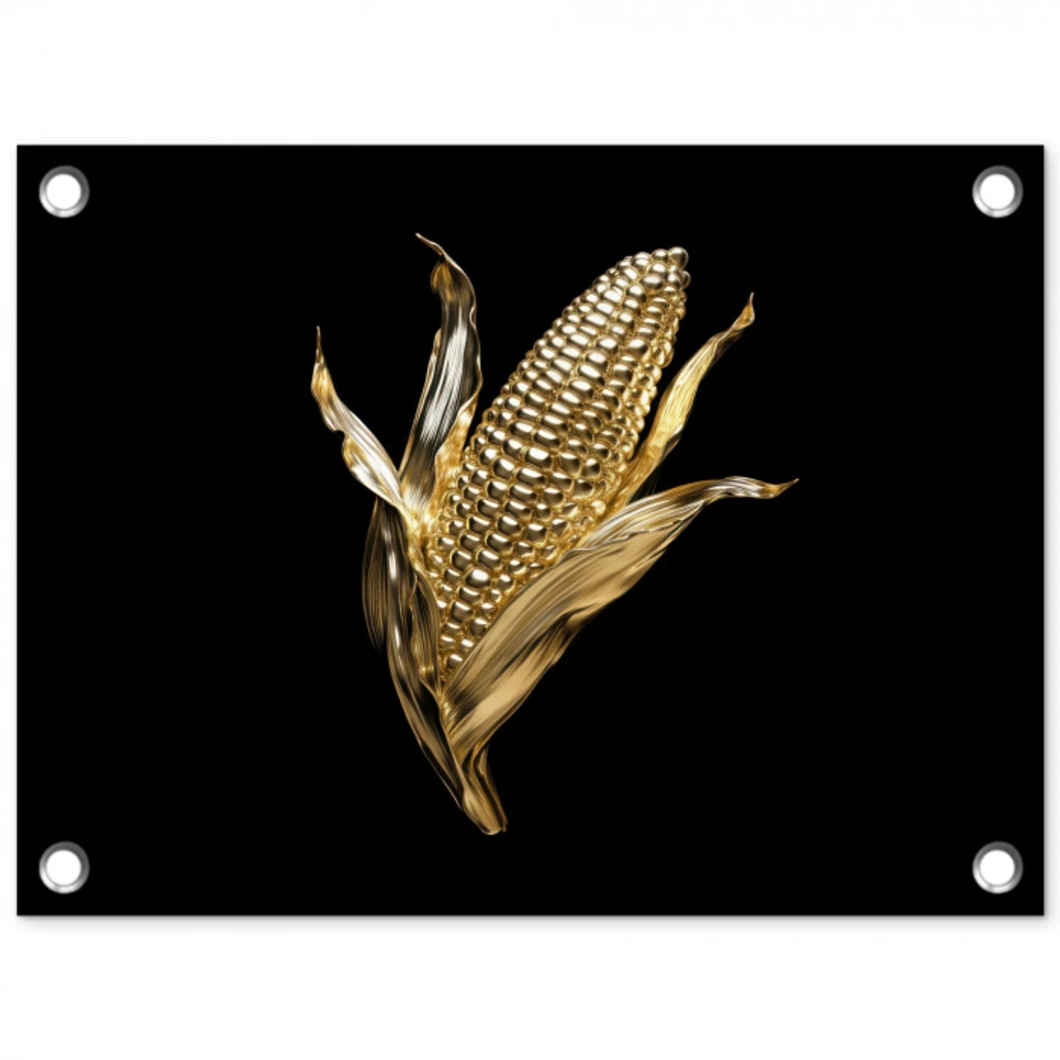 Mais - Eten - Goud - Zwart tuinposter los doek klein -3d