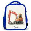 Graafmachine - Getekend - Oranje Kinderrugzak - Blauw middel -3d
