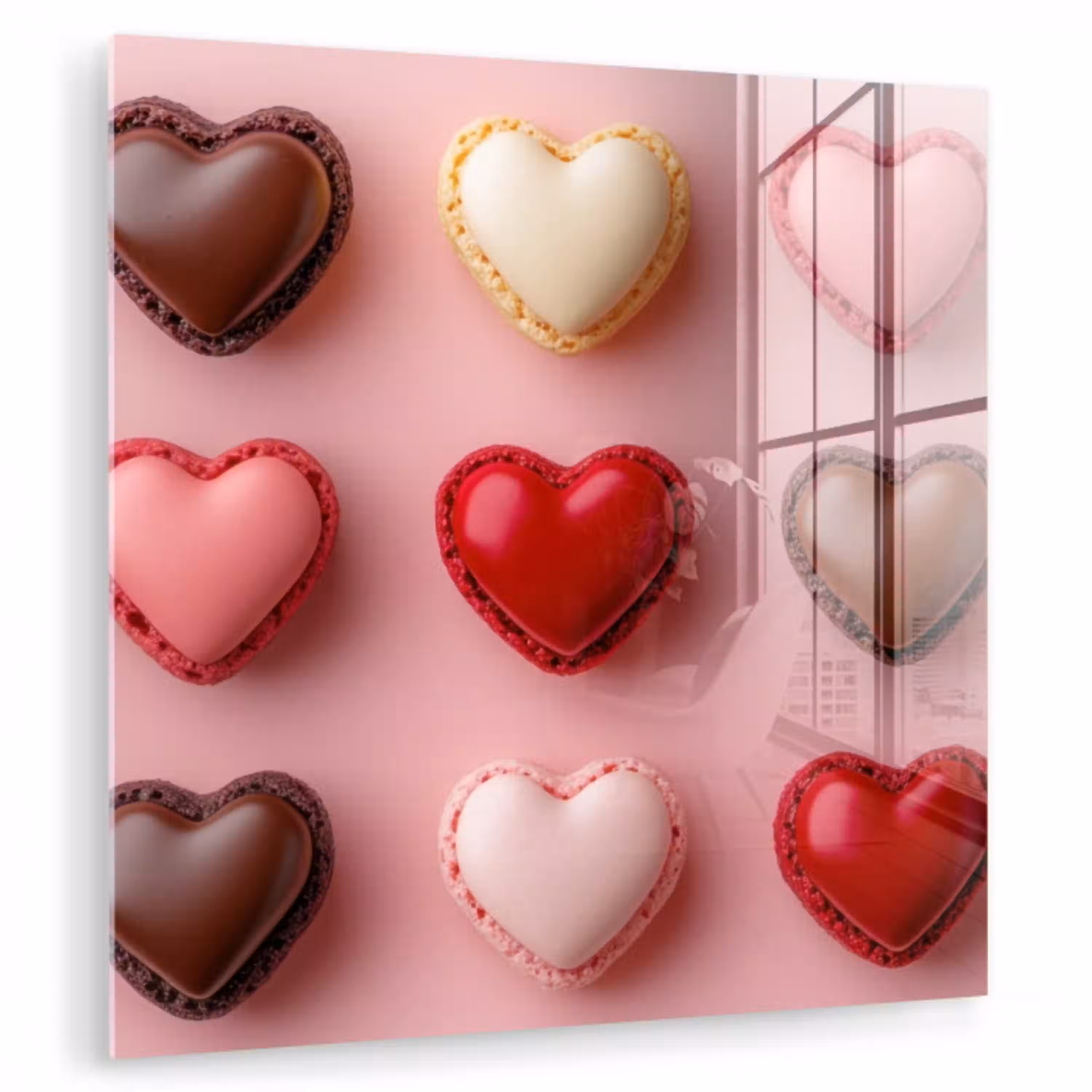 Macarons - Hartjes - Kleurrijk - Roze plexiglas 5mm klein -zzzproduct_nieuw