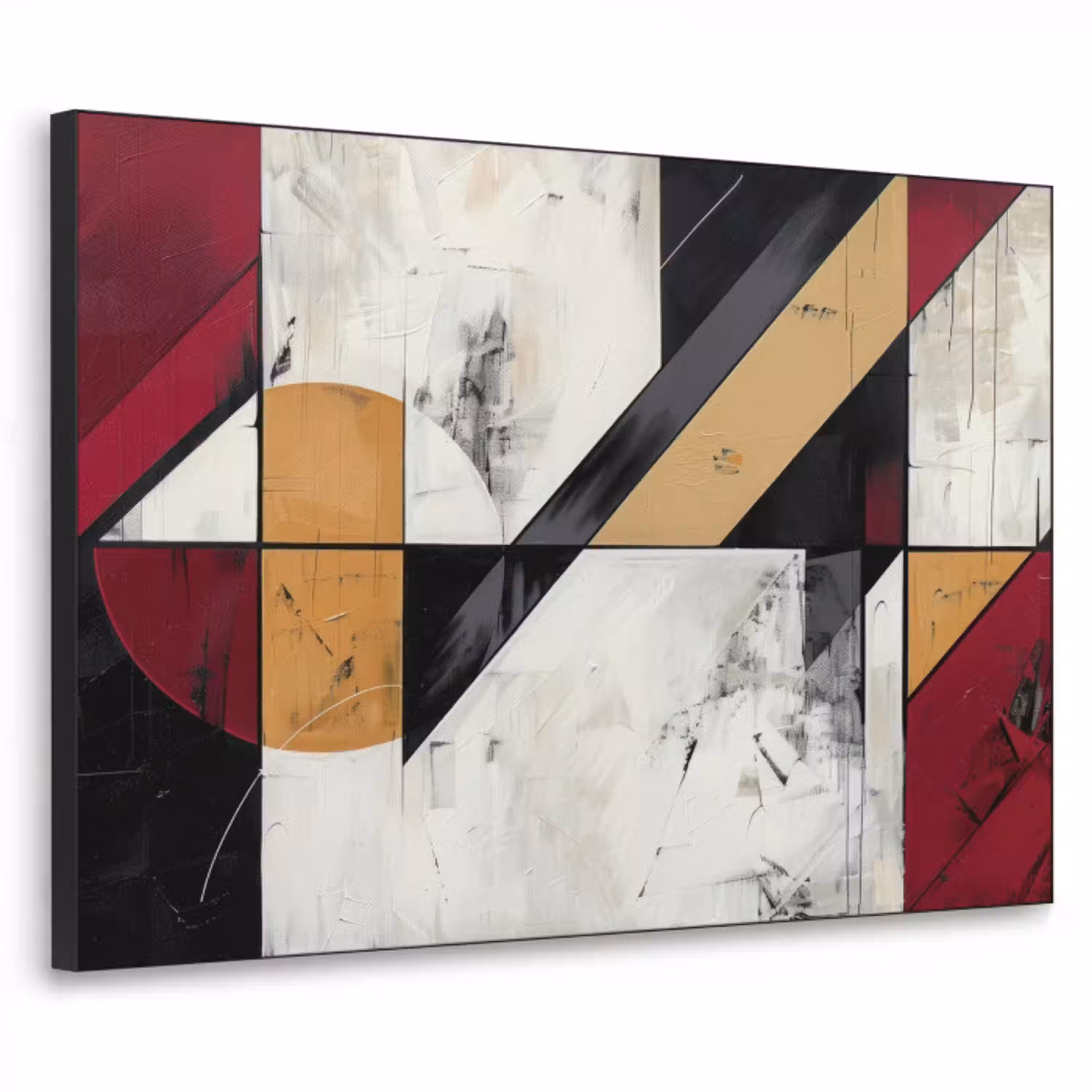 Modern - Abstract - Geometrisch - Rood - Industrieel Textielframe - compleet frame klein -3d
