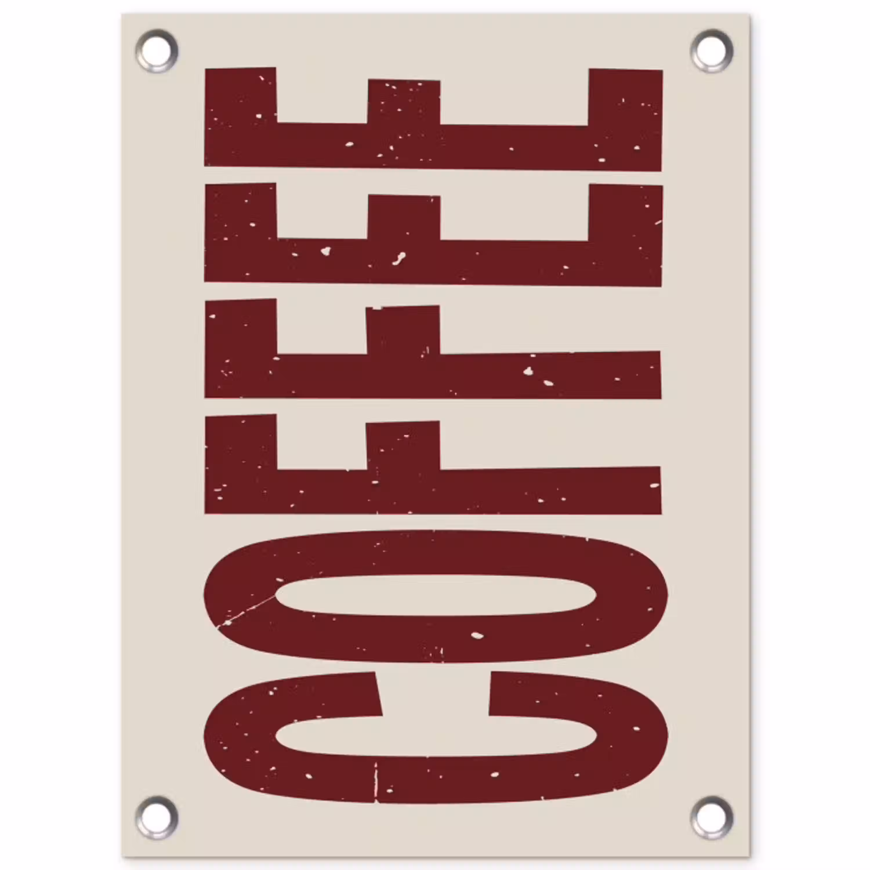 Koffie -Japandi - Rood - Vintage tuinposter los doek klein -3d