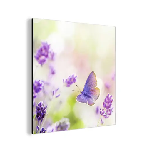 Lavendel - Vlinder - Bloemen aluminium wit klein -3d