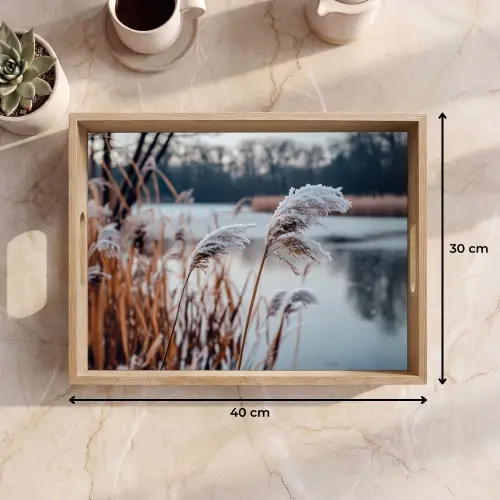 Riet - Gras - Natuur - Winter - Meer Dienblad Rechthoek middel -USP_Formaat