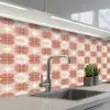 Retro - Klassiek - Roze keuken achterwand 2 middel 871 -3d_schuin