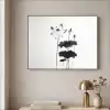 Bladeren - Zwart - Lotusbloem - Minimalitisch Textielframe zwart klein -sfeer2
