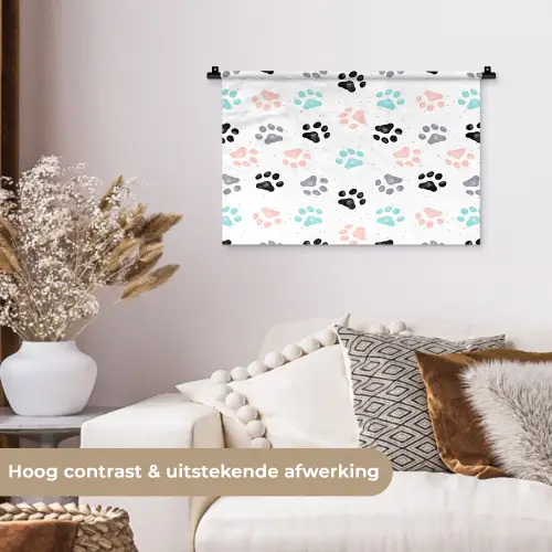 Paw - Pattern - Color Wandkleed katoen klein 269 -sfeer1