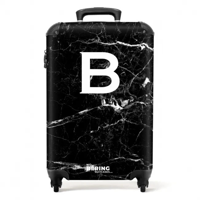 Suitcase - Marble - Letter B - Black - Marble print