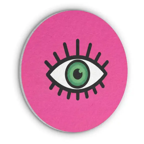 Minimalistisch - Oog - Roze Akoestische PET Vilt - Rond klein -3d
