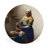 Het melkmeisje - Schilderij van Johannes Vermeer Wandcirkel aluminium klein -3d