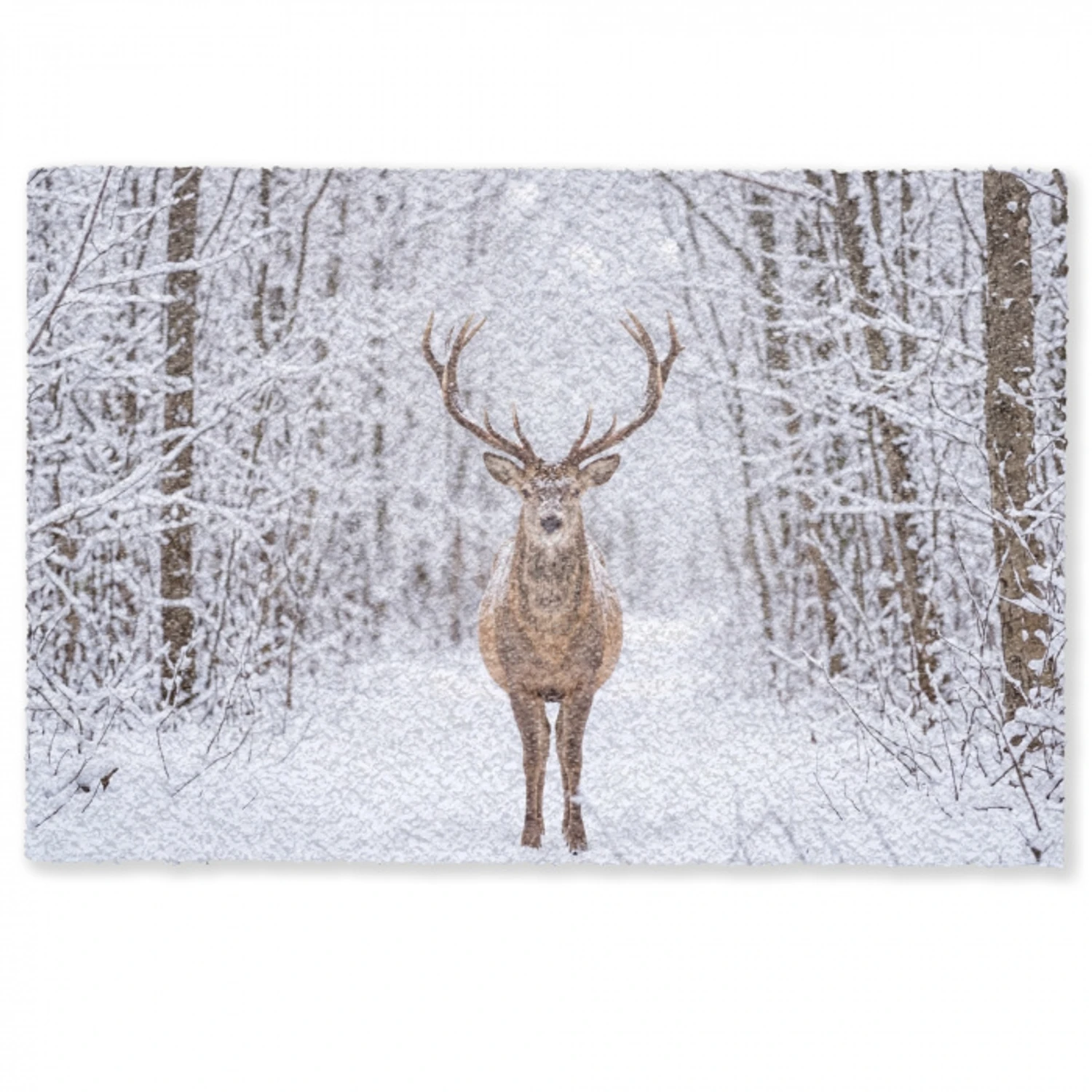 Hert - Winter - Bos - Natuur - Wit Deurmat klein -zkaufland3d