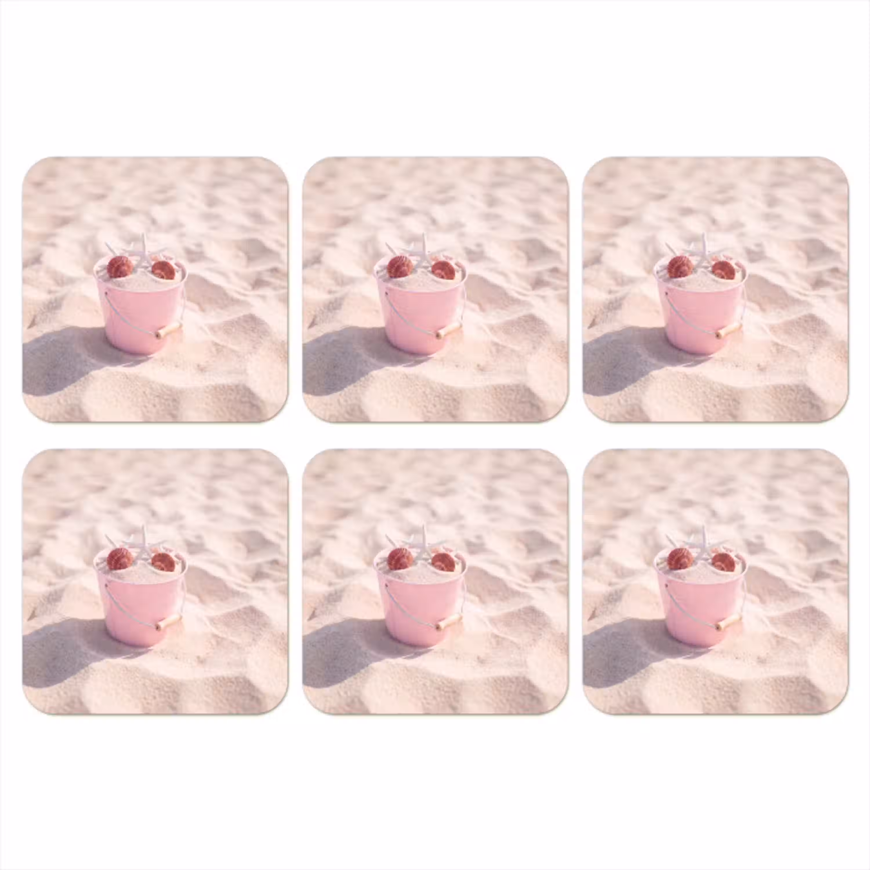 Strand - Schelpen - Zomer - Roze - Decoratie onderzetter kurk middel -3d