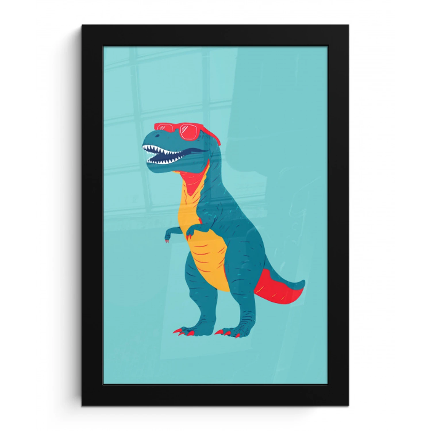 Dinosaurus - Blauw - Zonnebril fotolijst zwart zonder passe partout klein -3d