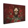 Bloemen - Dieprood - Zonnebril - Vrouw Tuinposter op houten frame 2 cm dik klein -3d