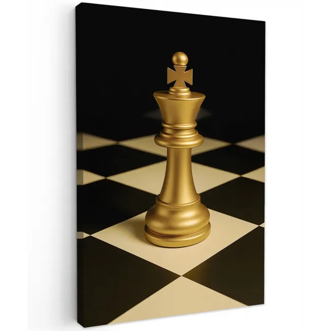 Schaakstuk - Koning - Schaakbord - Geblokt Tuinposter op houten frame 2 cm dik klein -3d