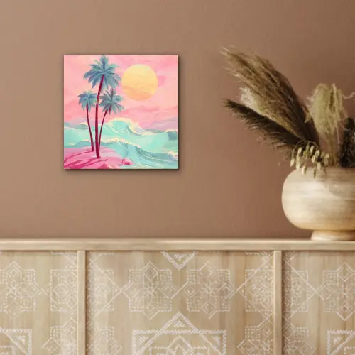 Palmbomen - Golven - Zee aluminium wit klein -sfeer4
