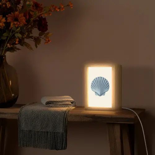 Ribbels - Blauw - Schelp Light Box met kabel (Tafellamp) klein -sfeer4