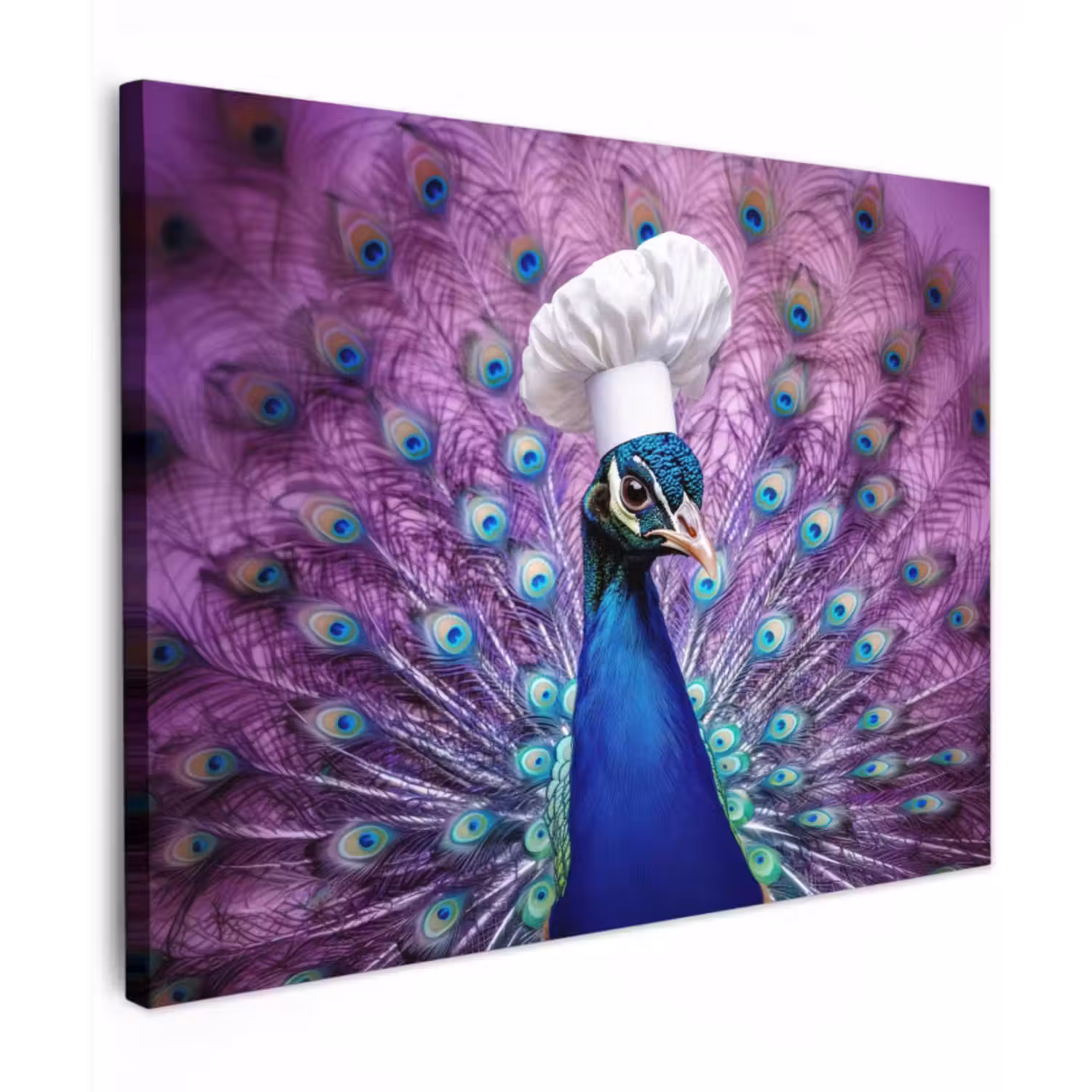 Canvas schilderij - Pauw - Koksmuts - Cool - Paars