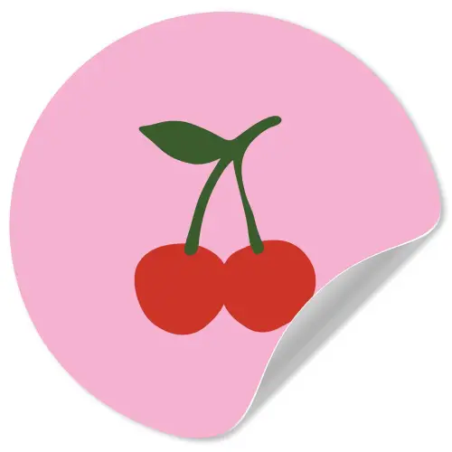 Kersen - Roze - Illustratie Wandcirkel behangsticker klein -3d