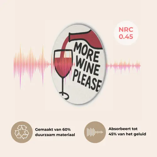 Wijnfles - Quote - Rood - Glas Akoestische PET Vilt - Rond klein -USP_NL
