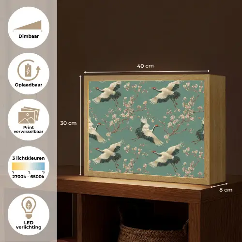 Kersenbloesem - Kraamvogels - Groen Light Box met batterij (Wandlamp) middel 907 -USP_websiteoverzichtNL
