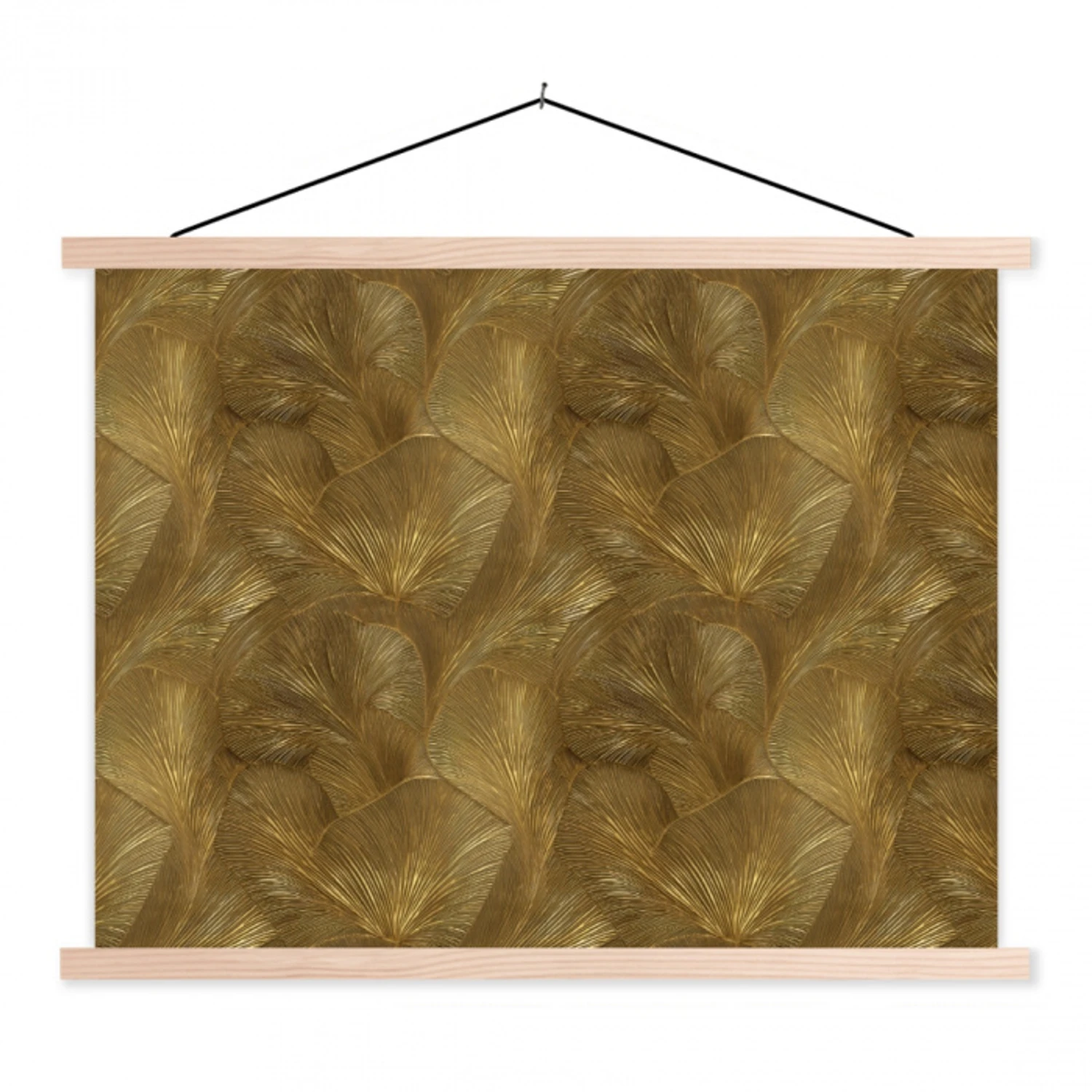 Organisch - Lijnen - Goud textielposter latten blank klein 122 -3d