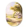 Huisje - Hout - Bloemen Wandcirkel Ovaal Forex klein -3d