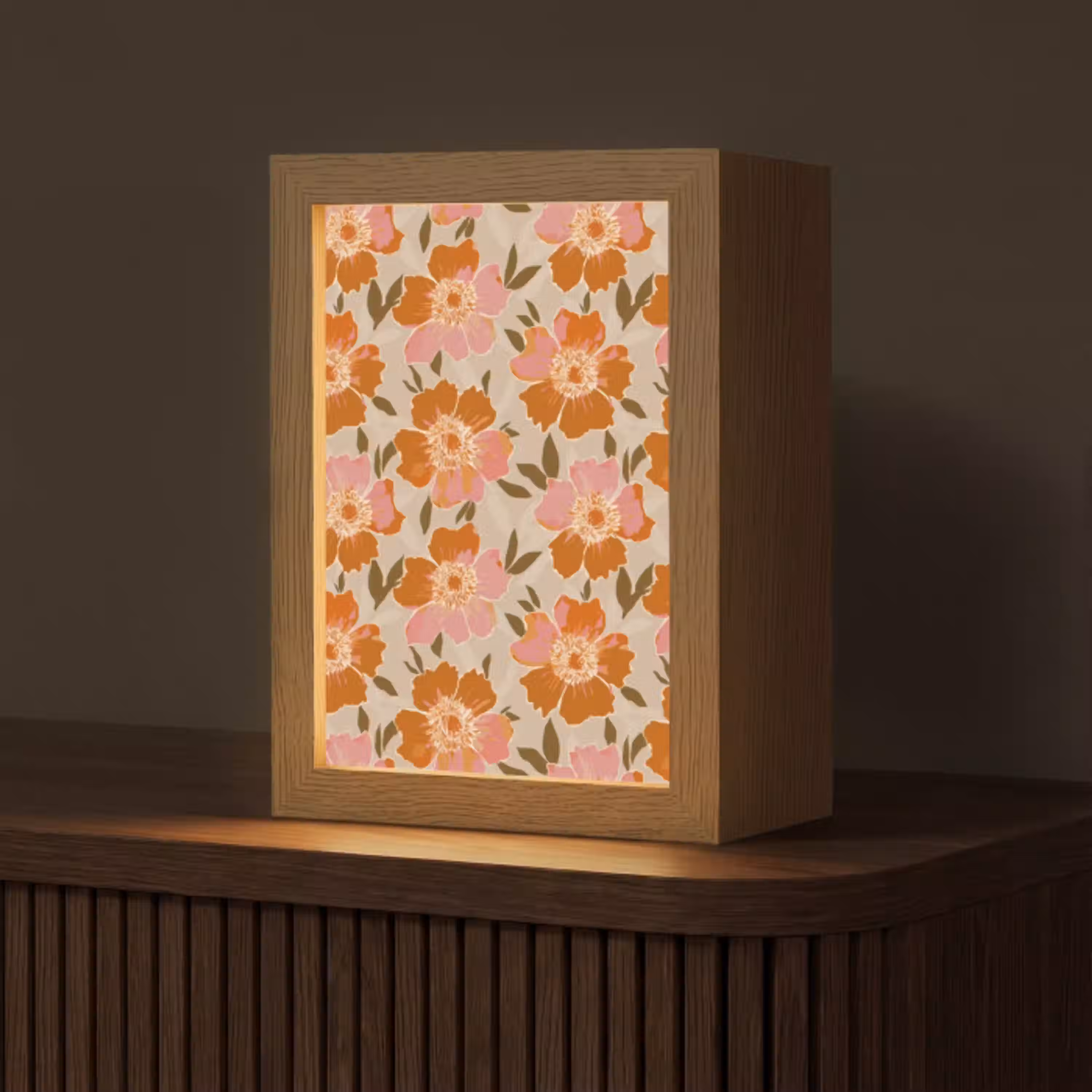 Bloemen - Motief - Retro Light Box met kabel (Tafellamp) klein 925 -z3d_website