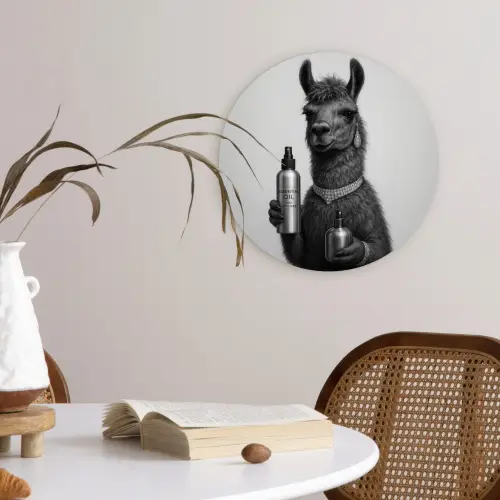 Lama - Flessen - Zwart - Wit Wandcirkel kunststof plaat 5mm dik klein -sfeer4